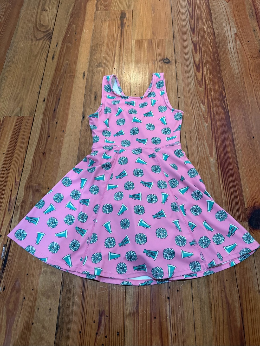 SweetHoney Pink Dress with Teal Megaphone & Pom Pattern
